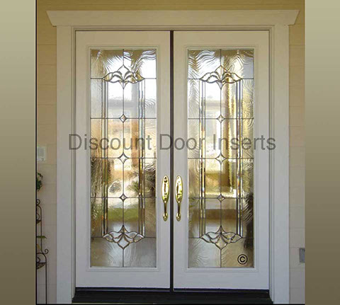 leaded glass door inserts shown in 8 foot doors installed in Thousand Oaks CA